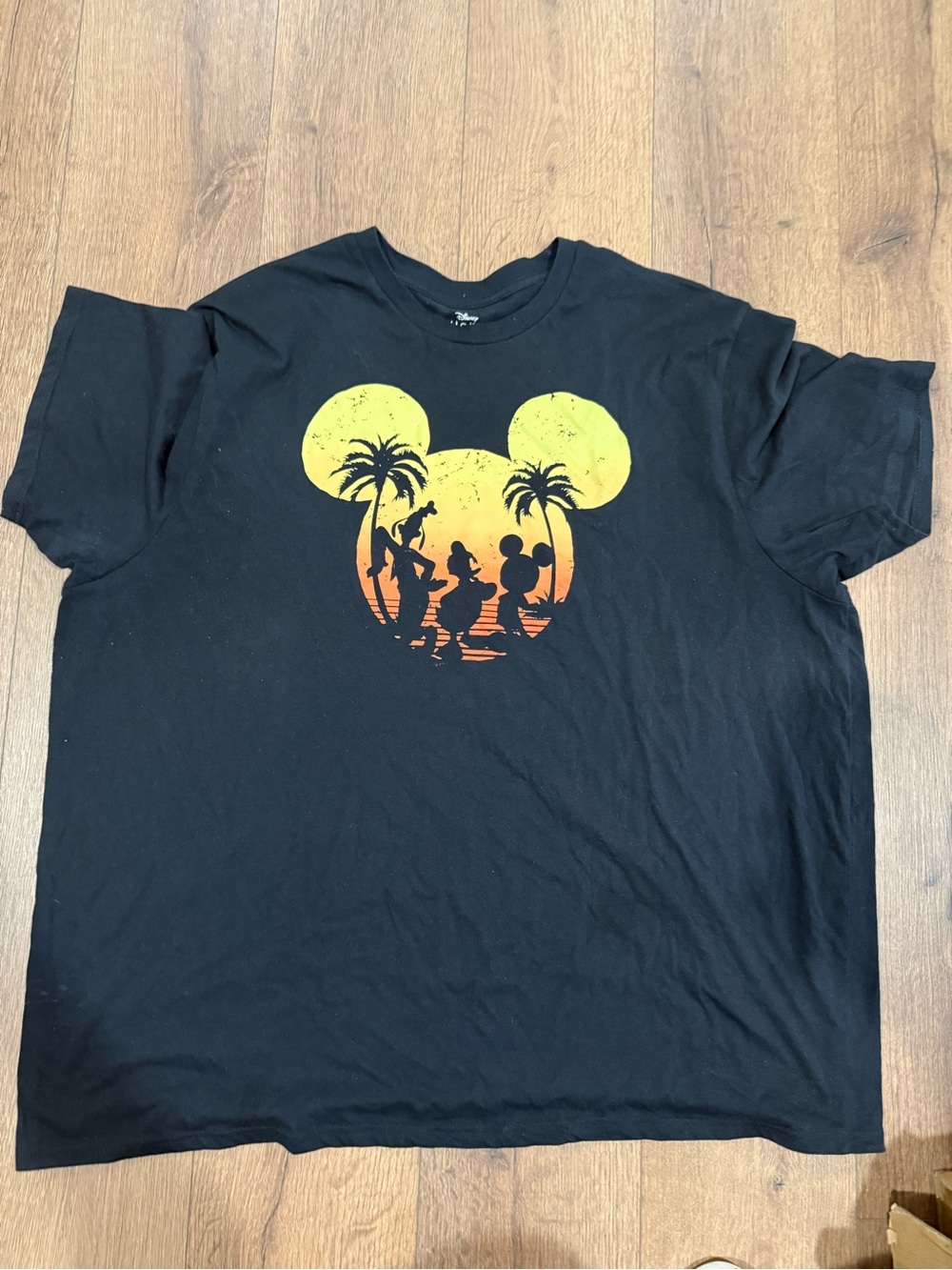 Disney Mickey Sunset Graphic Tee - Black with Yellow/Orange Print 4xl